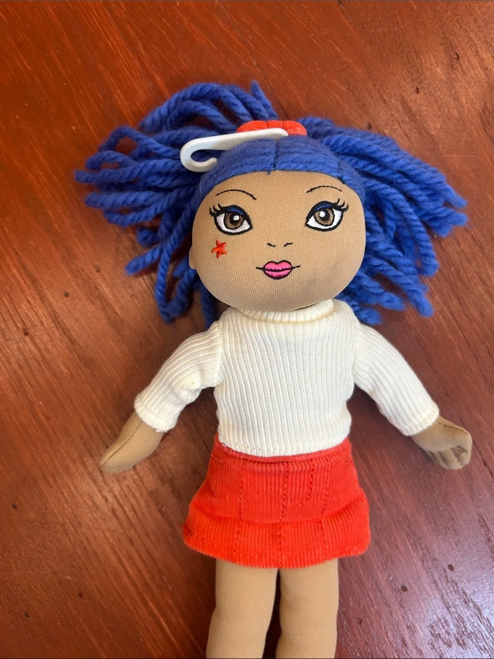 The Children's Place Blue Hair Plush Doll with Orange Skirt and White Top